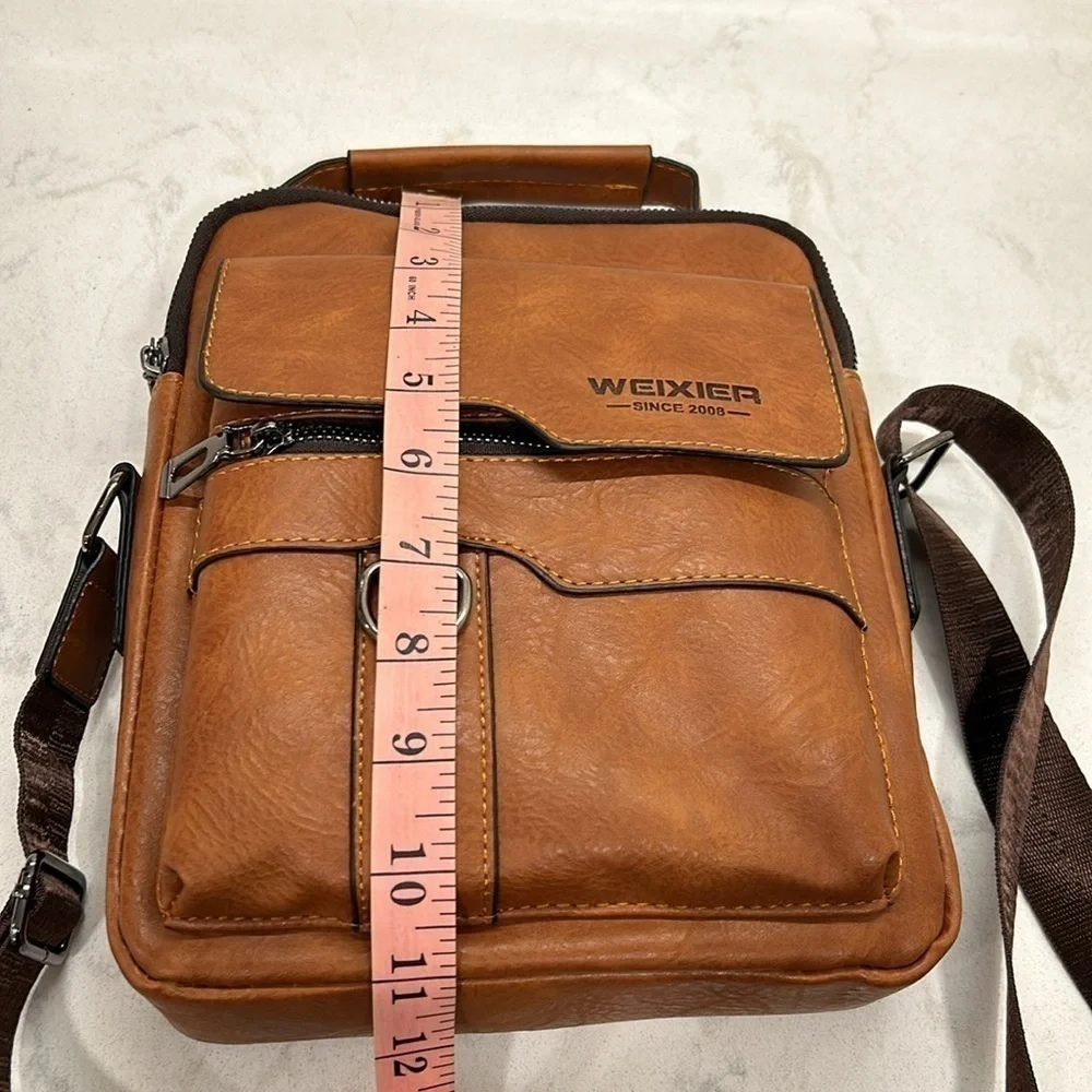 Weixer Crossbody Men’s Shoulder Bag Vintage Leather Vertical Hand Business NWOT